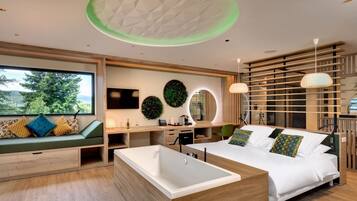 Suite panorámica (La Costelle) | Ropa de cama de alta calidad y minibar