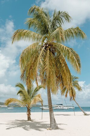 On the beach, beach towels
