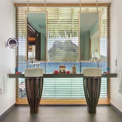 Suite, Overwater (End of Pontoon) | Bathroom | Designer toiletries, hair dryer, bathrobes, slippers