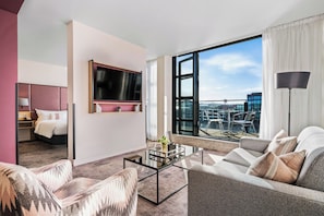 Junior Suite | Living area | 50-inch Smart TV with digital channels - The Spencer Hotel (Dublin)