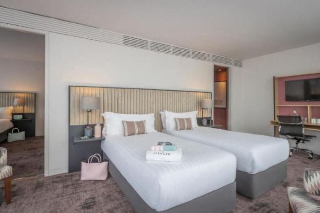 Egyptian cotton sheets, premium bedding, in-room safe, blackout curtains