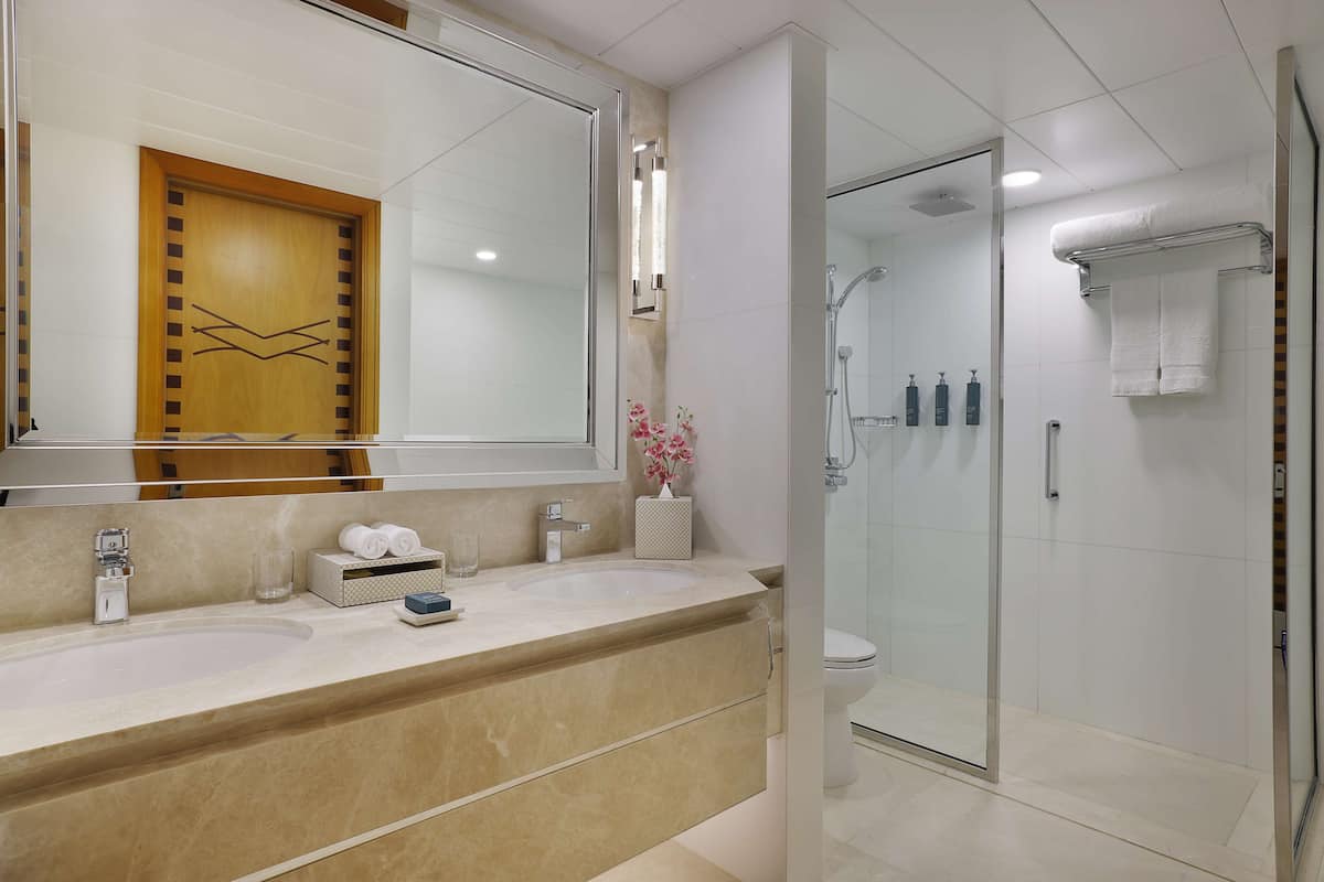 Free toiletries, hair dryer, bathrobes, towels