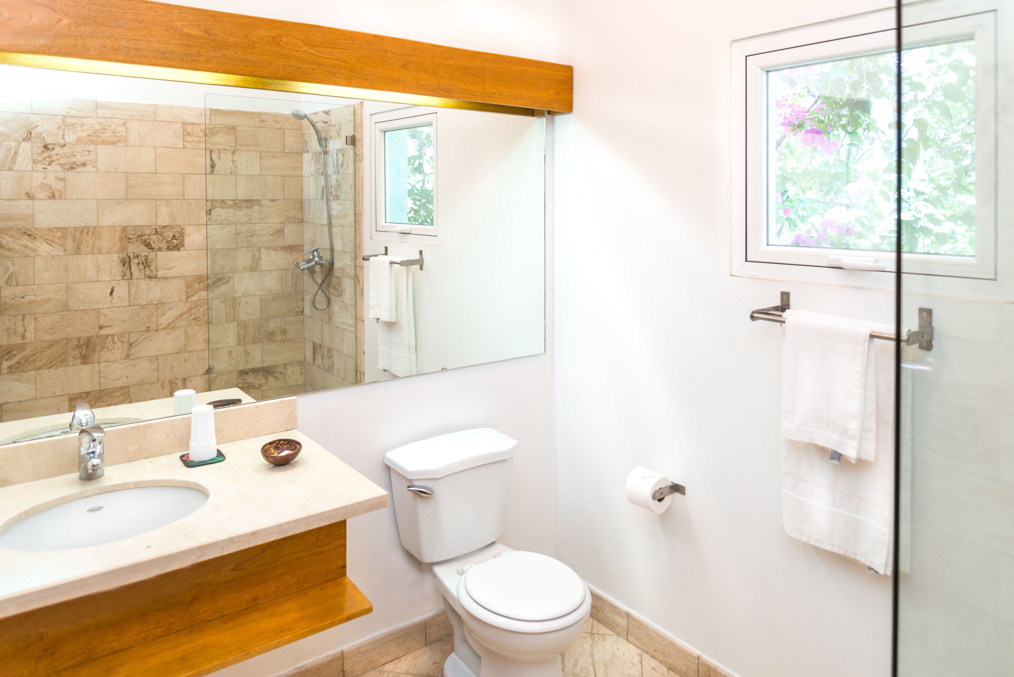 free toiletries, hair dryer, towels