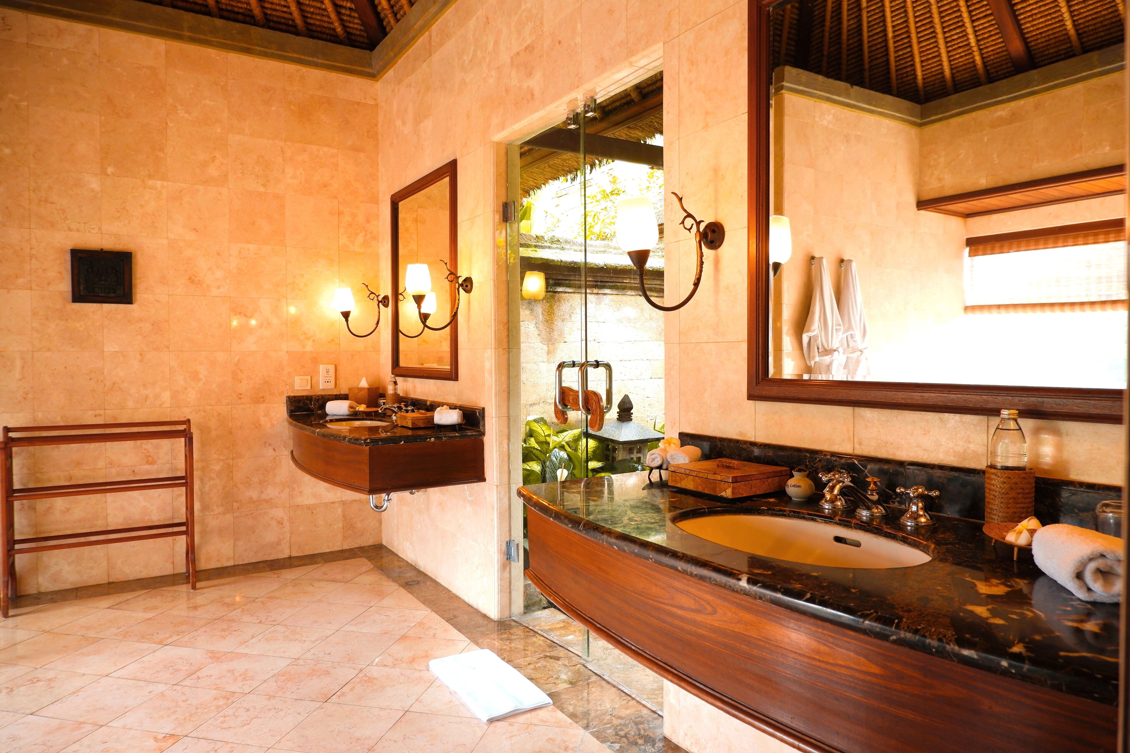 srikandi pool villa | bathroom | separate bathtub and shower, rainfall showerhead, free toiletries