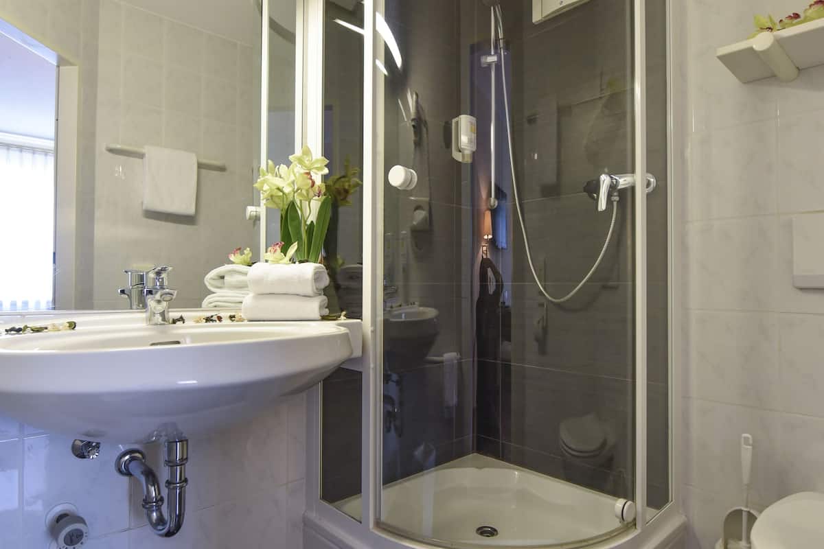 free toiletries, hair dryer, towels