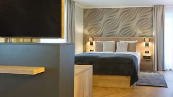 Premium bedding, down duvets, pillow-top beds, individually decorated