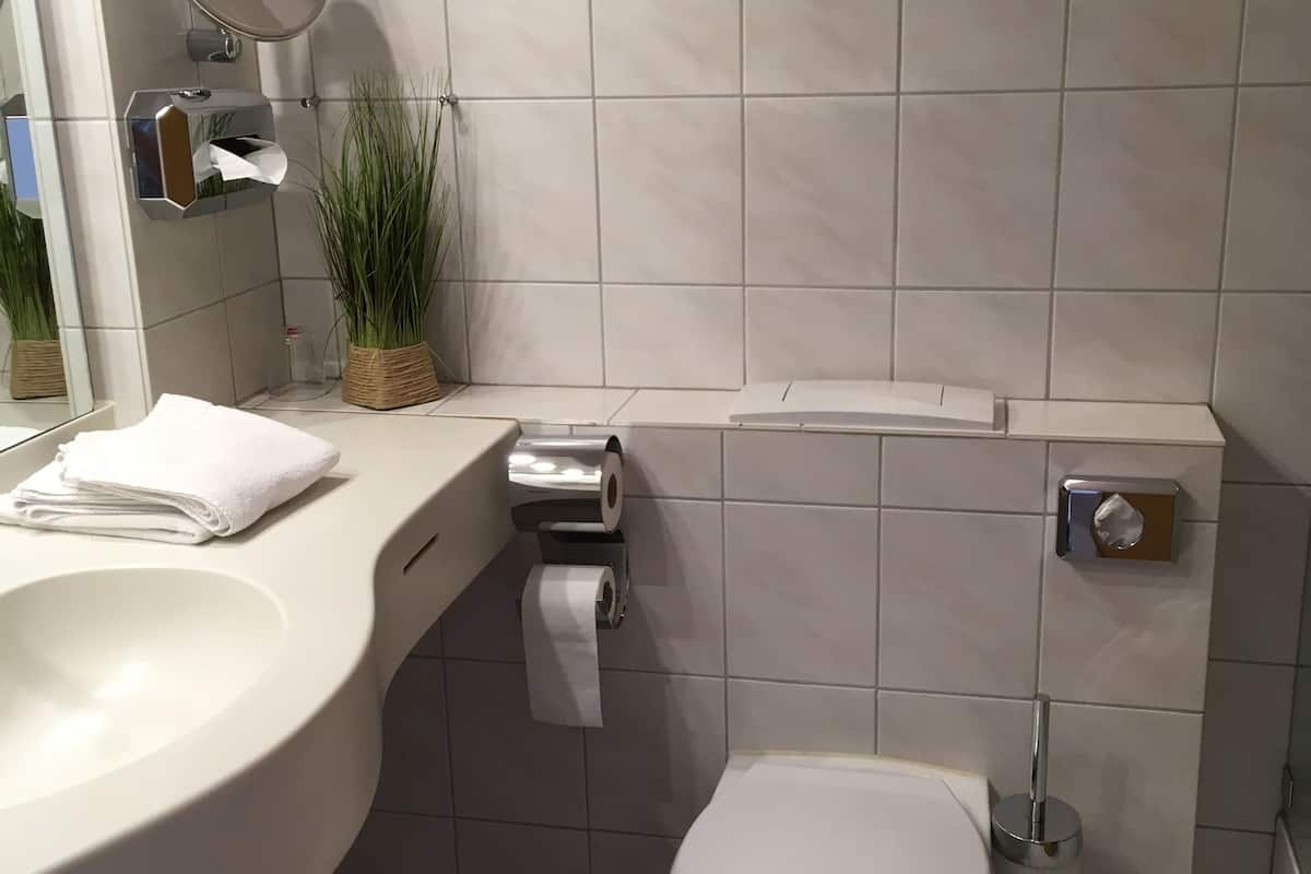 free toiletries, hair dryer, towels