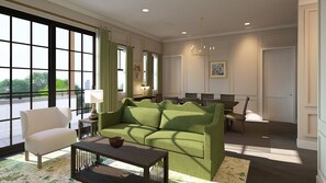 Luxury Penthouse | Living area | 40-inch LCD TV with cable channels, TV - The Cordova Inn, a New Hotel Collection Property (St. Petersburg)