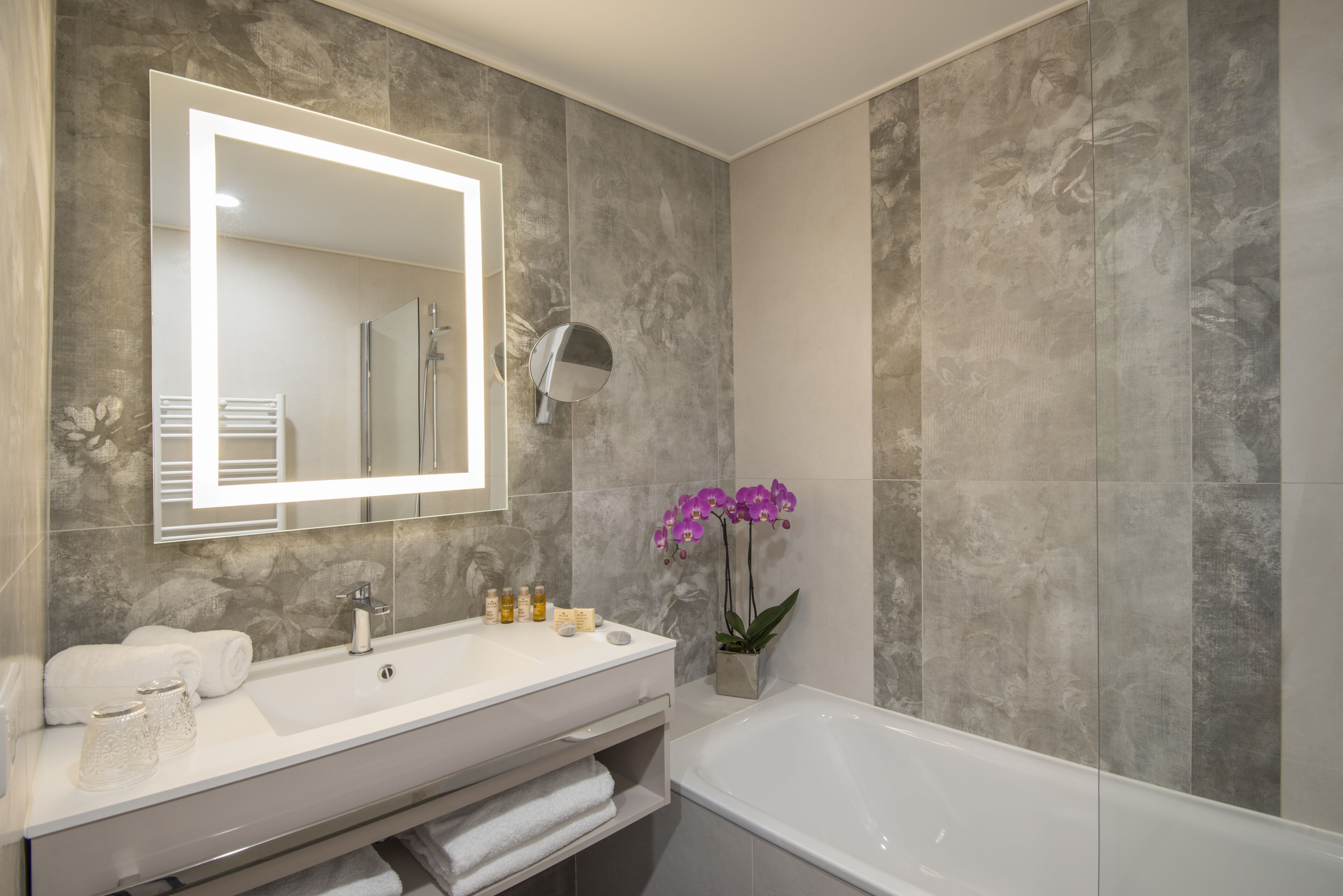 free toiletries, hair dryer, slippers, towels