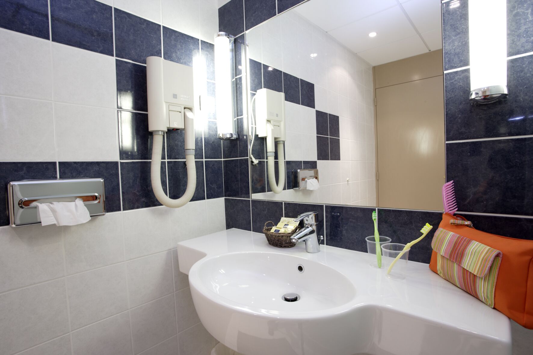 standard room, 1 queen bed with sofa bed | bathroom | eco-friendly toiletries, hair dryer, slippers, towels