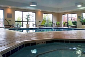 Indoor pool, open 6 AM to 11 PM, pool loungers