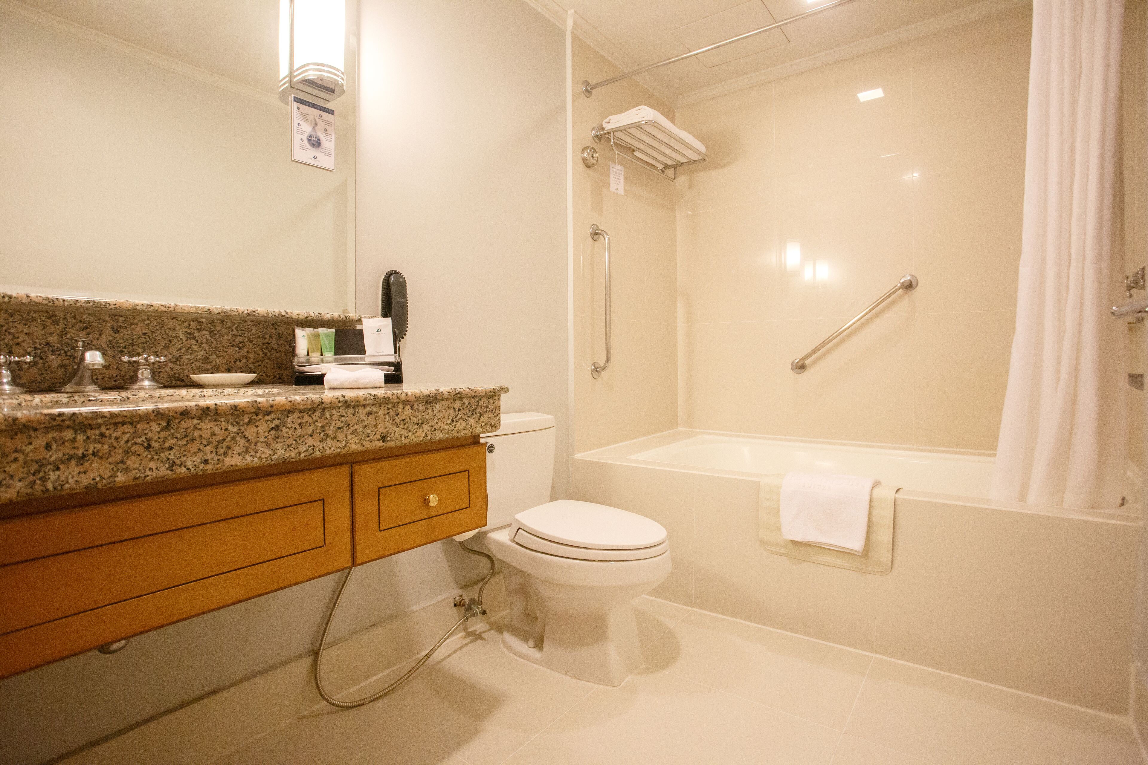 shower, free toiletries, bathrobes, bidet