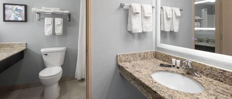 A bathroom with a toilet, sink, and towel rack.
