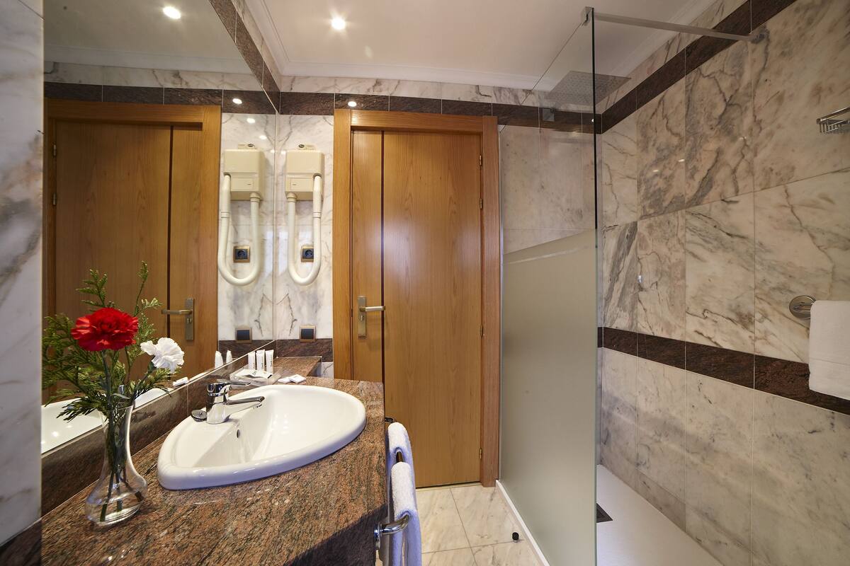 bathtub, free toiletries, hair dryer, bidet