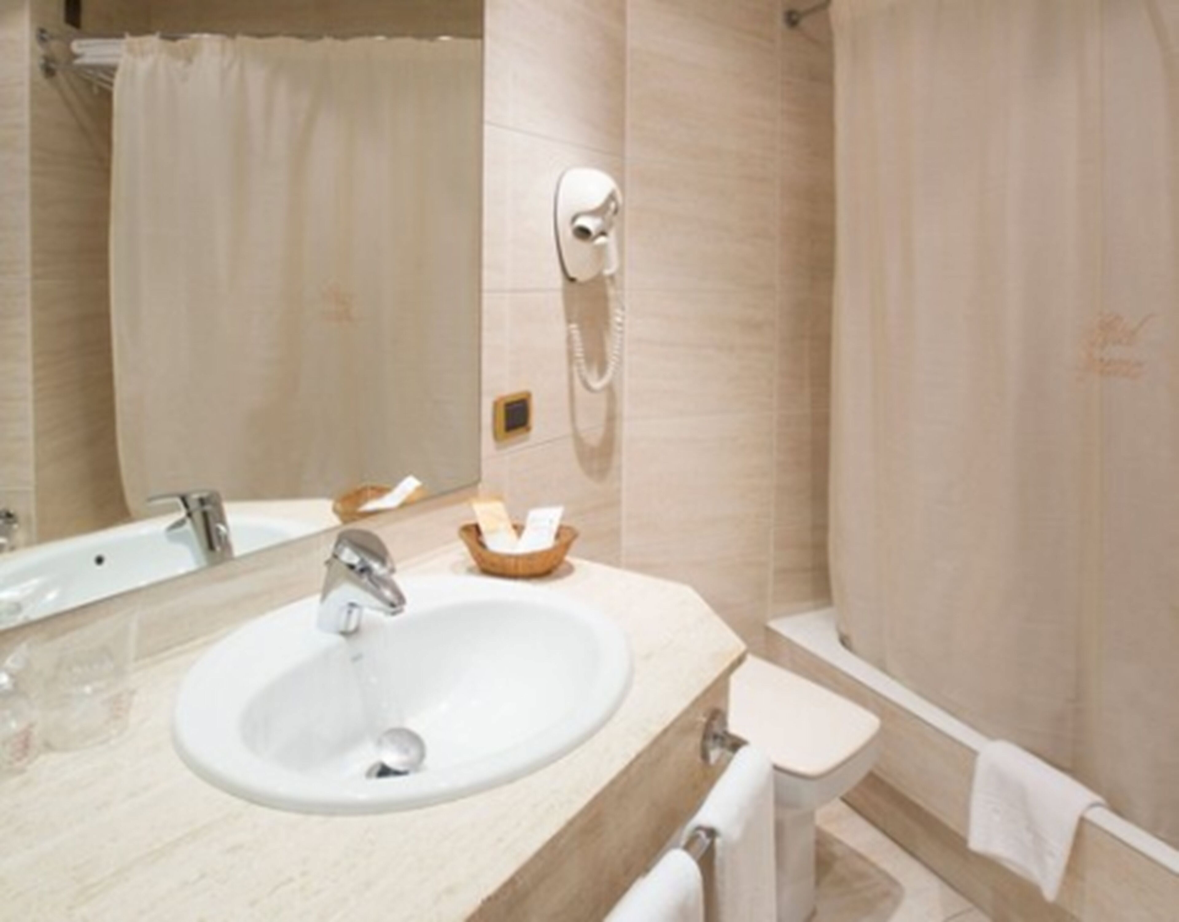 free toiletries, hair dryer, towels