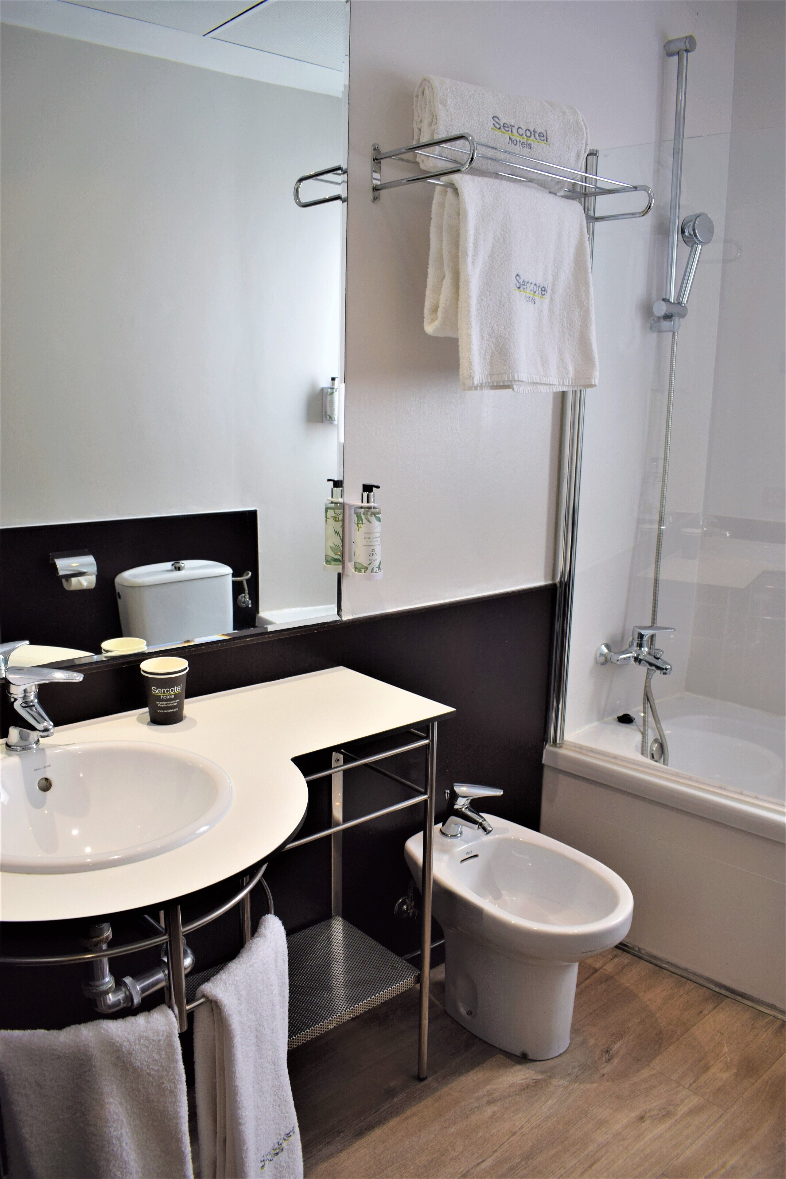 hydromassage showerhead, free toiletries, hair dryer, bidet