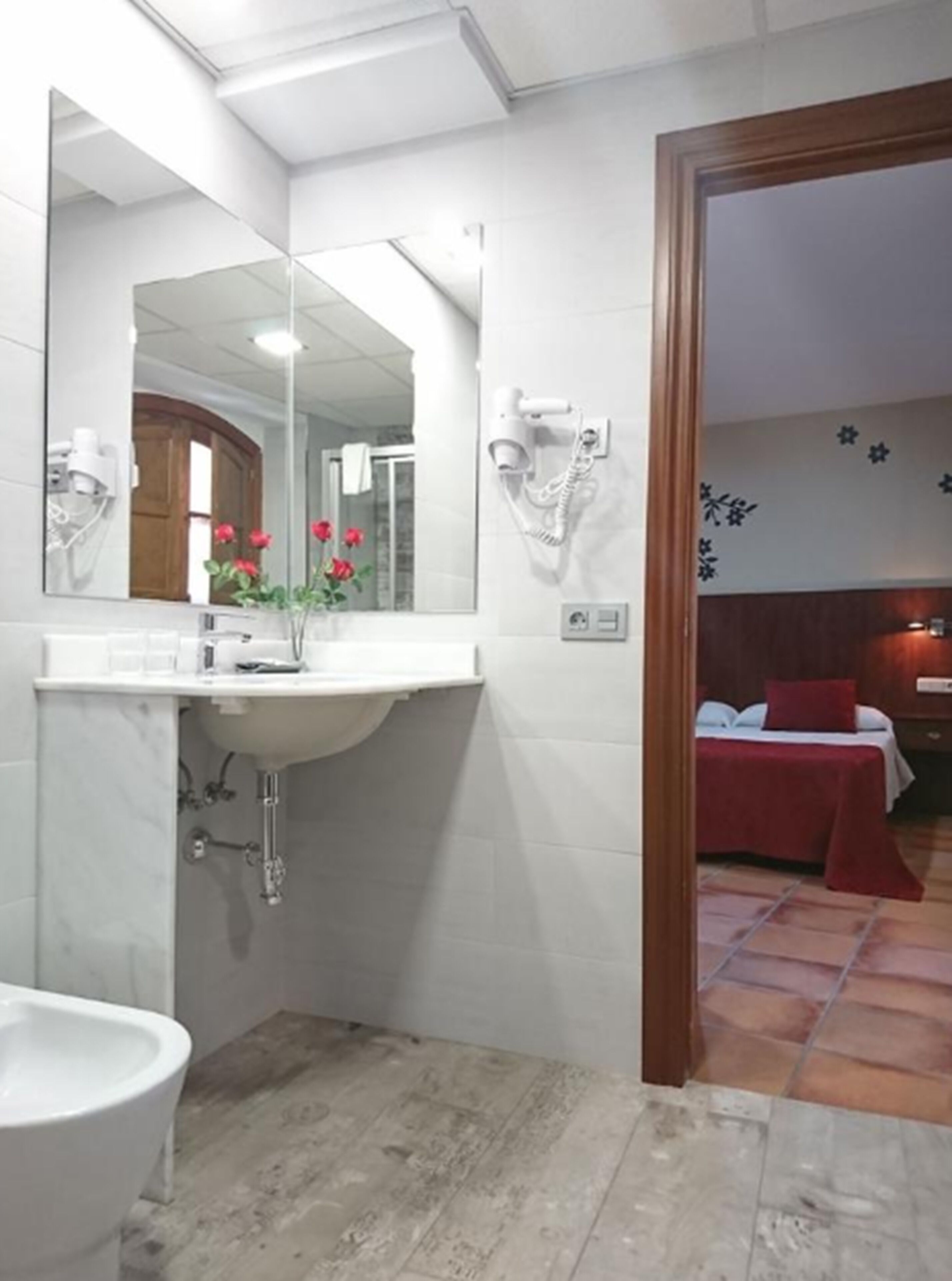 triple room | bathroom | shower, hair dryer, bidet, towels