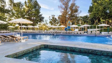 2 outdoor pools, pool umbrellas, pool loungers