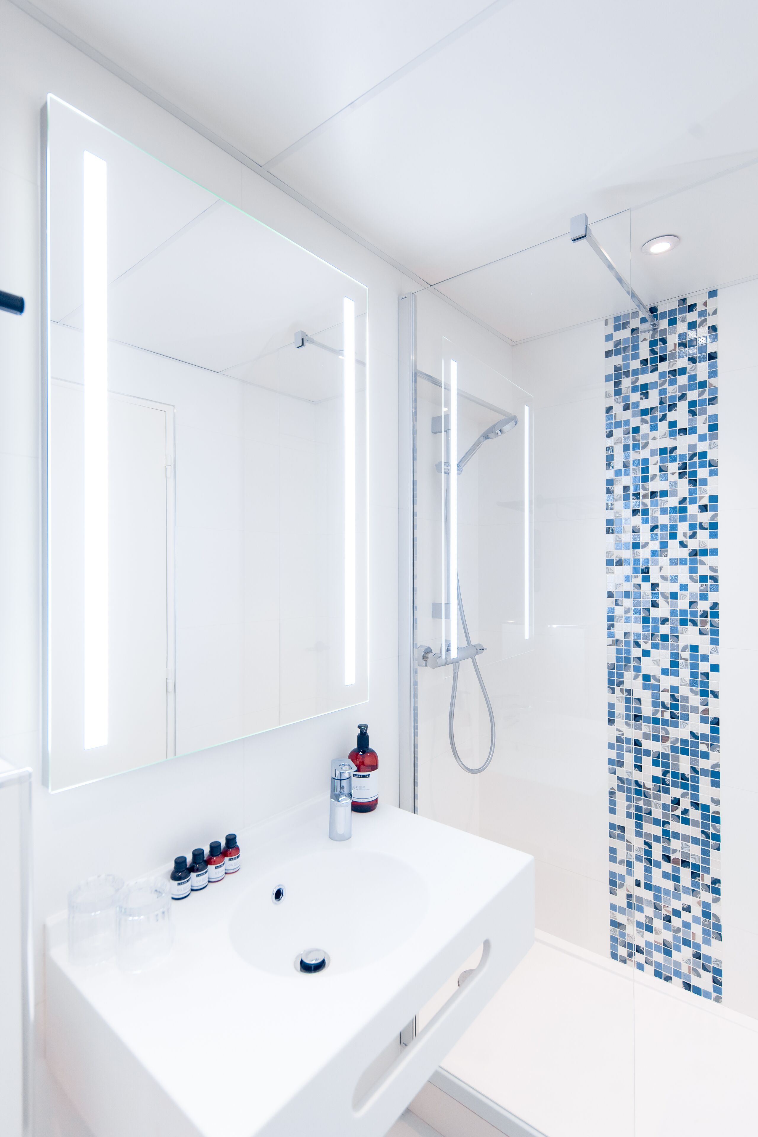 eco-friendly toiletries, hair dryer, towels, soap