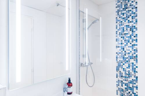 Eco-friendly toiletries, hair dryer, towels, soap