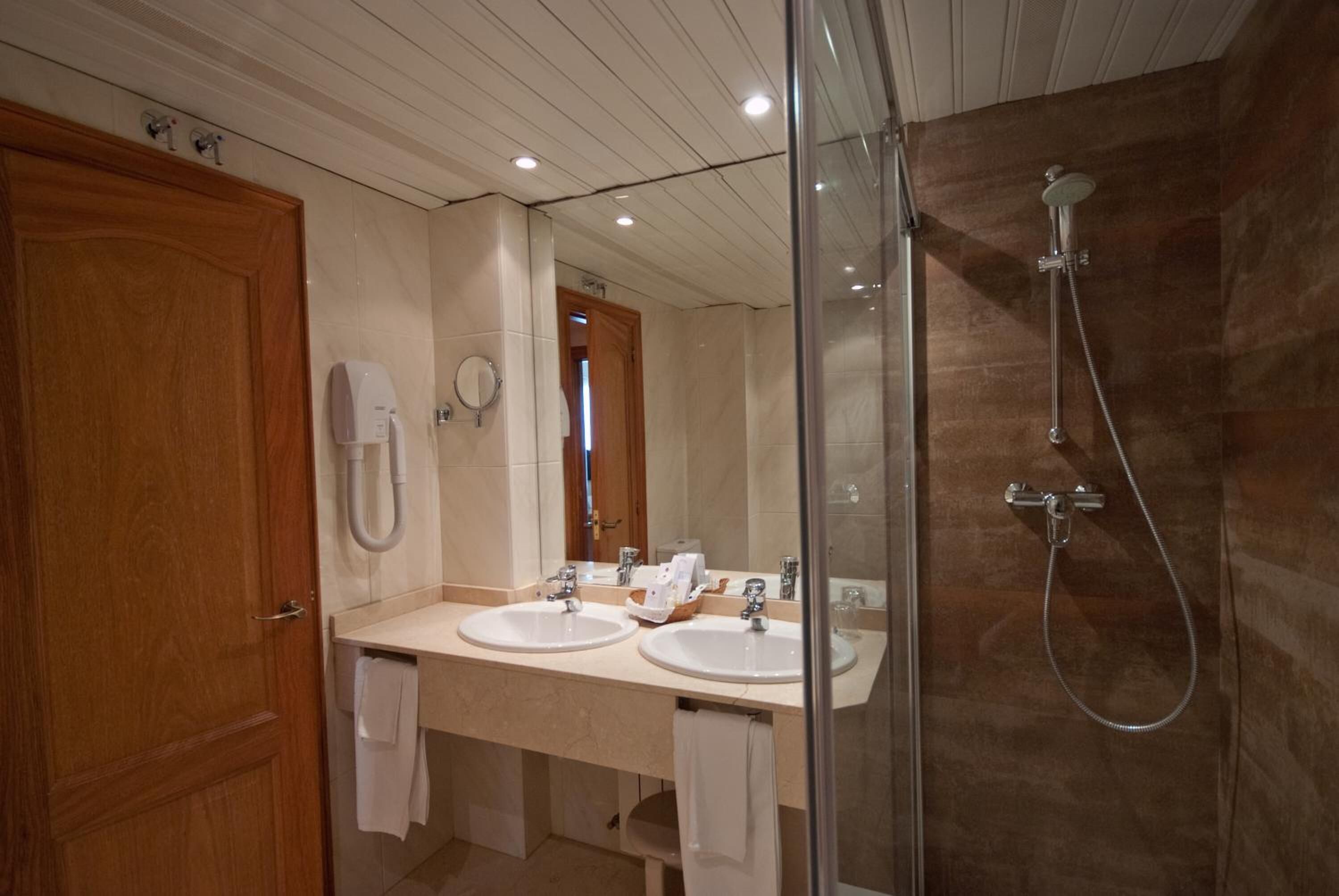 free toiletries, hair dryer, towels