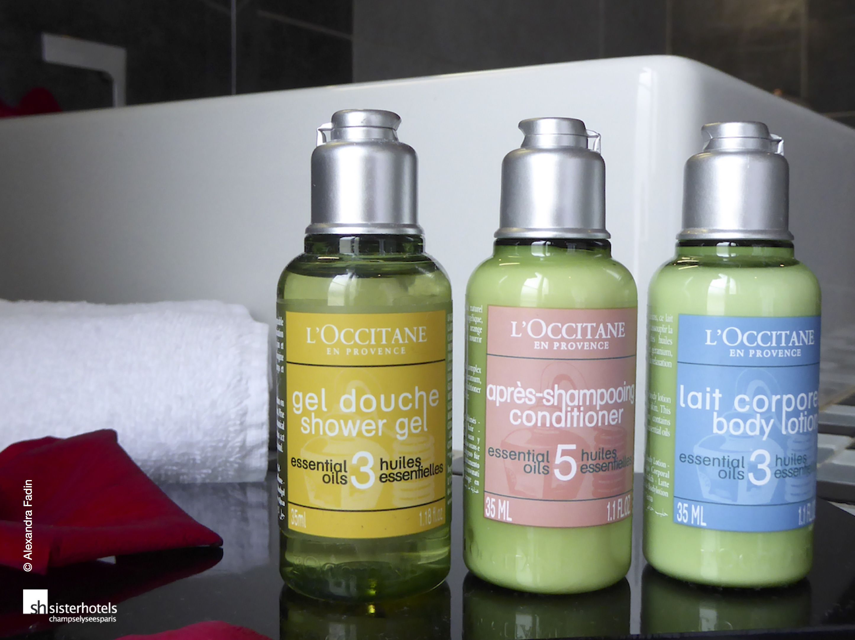 combined shower/bathtub, free toiletries, hair dryer, slippers