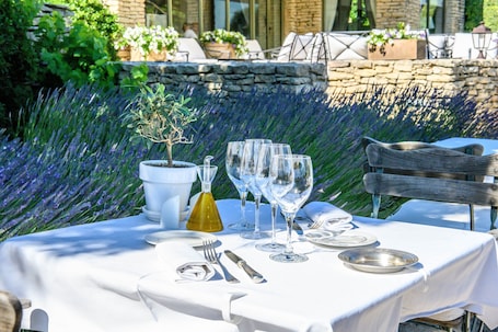 Dinner served, French cuisine. Hotel Les Bories & Spa