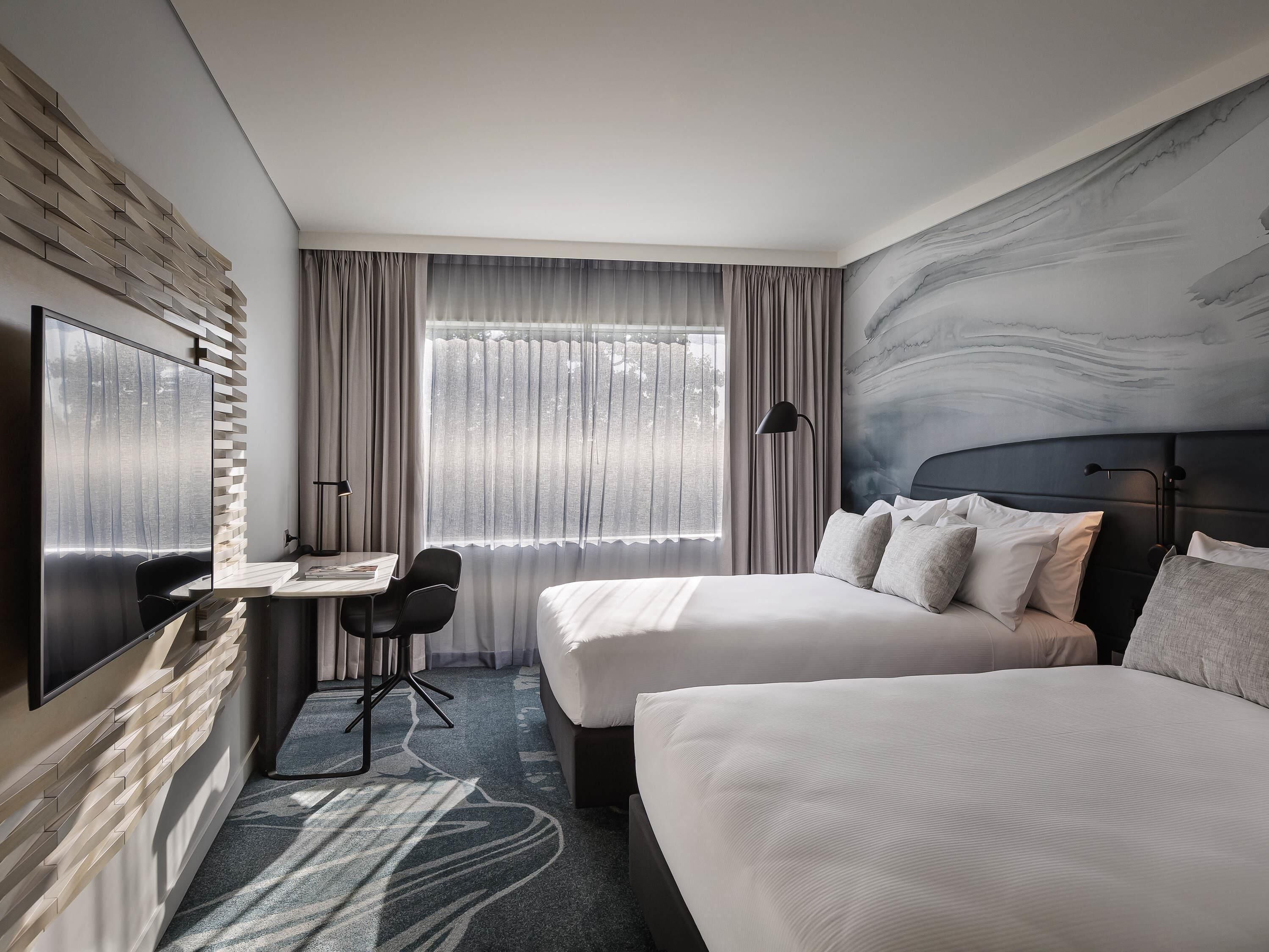 Executive Double Room, 2 Double Beds | In-room safe, desk, laptop workspace, blackout drapes