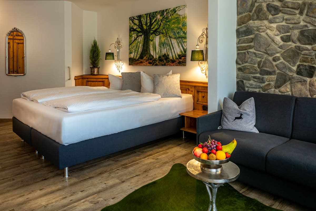 comfort double room, non smoking, garden view | premium bedding, desk, blackout curtains, iron/ironing board