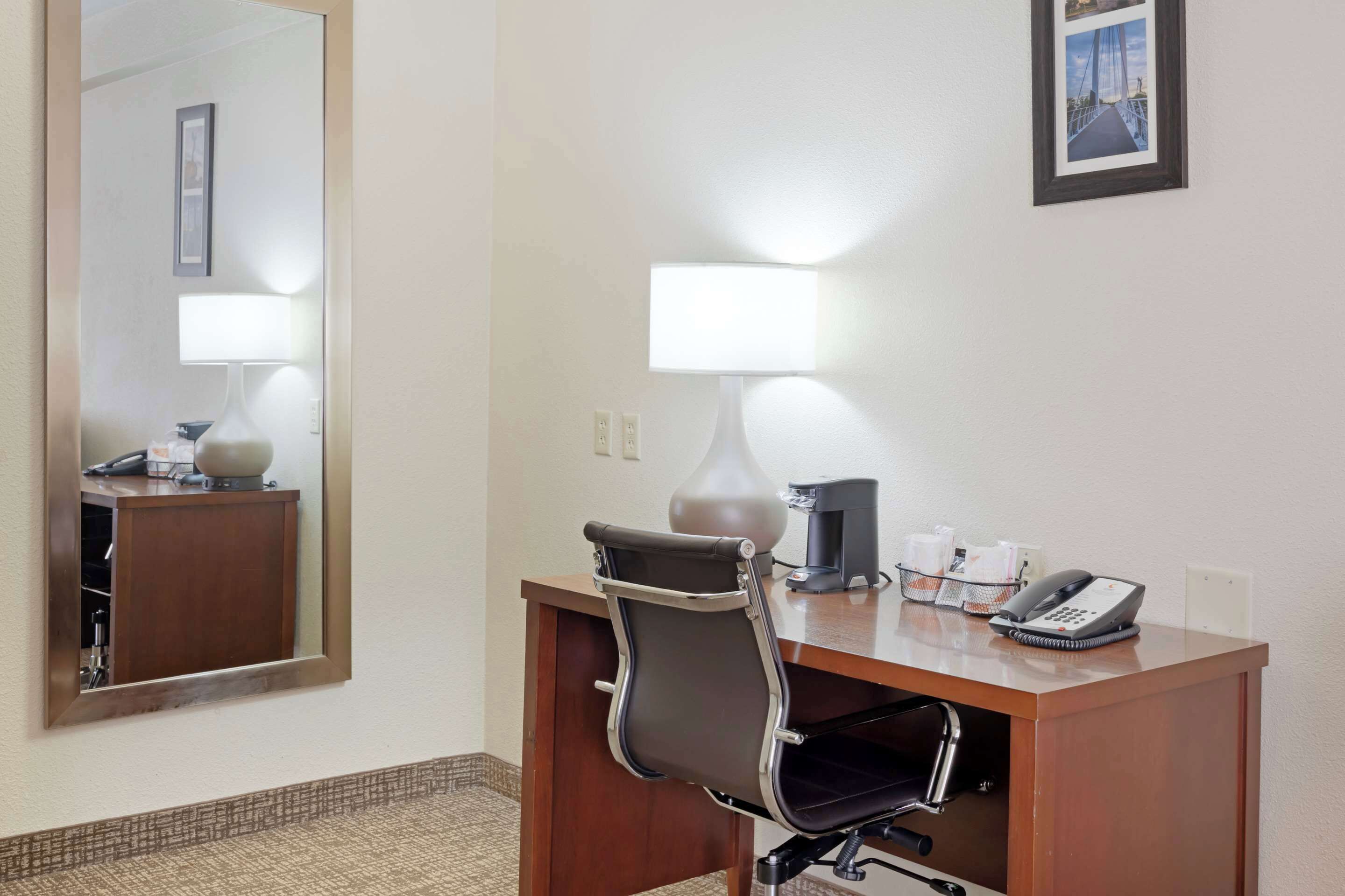 1 bedroom, desk, blackout curtains, iron/ironing board