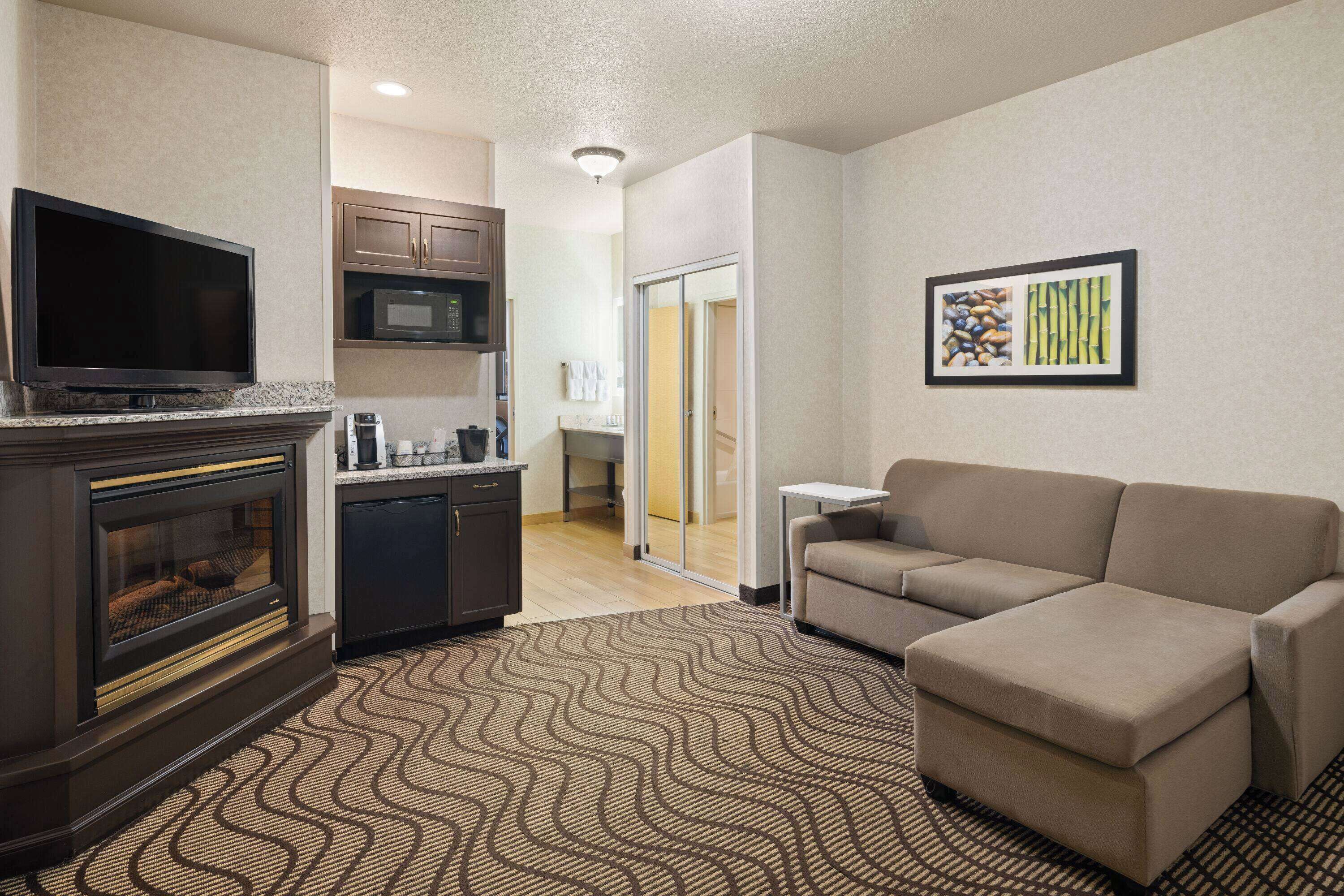 43-inch flat-screen TV with satellite channels