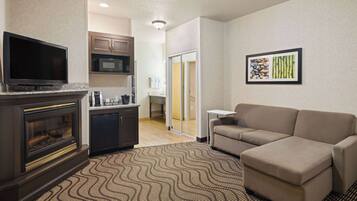 43-inch flat-screen TV with satellite channels