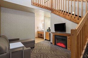 43-inch flat-screen TV with satellite channels