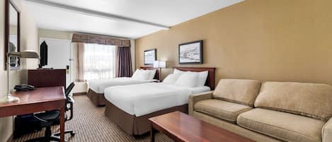 Standard Room, 2 Queen Beds, Non Smoking, Refrigerator & Microwave (with Sofabed) | Desk, laptop workspace, blackout drapes, iron/ironing board