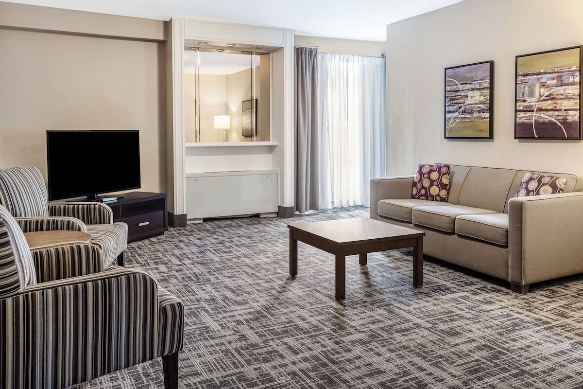 Suite, 1 Queen Bed, Non Smoking, Jetted Tub (Living Room;with Sofabed) | 1 bedroom, in-room safe, desk, laptop workspace