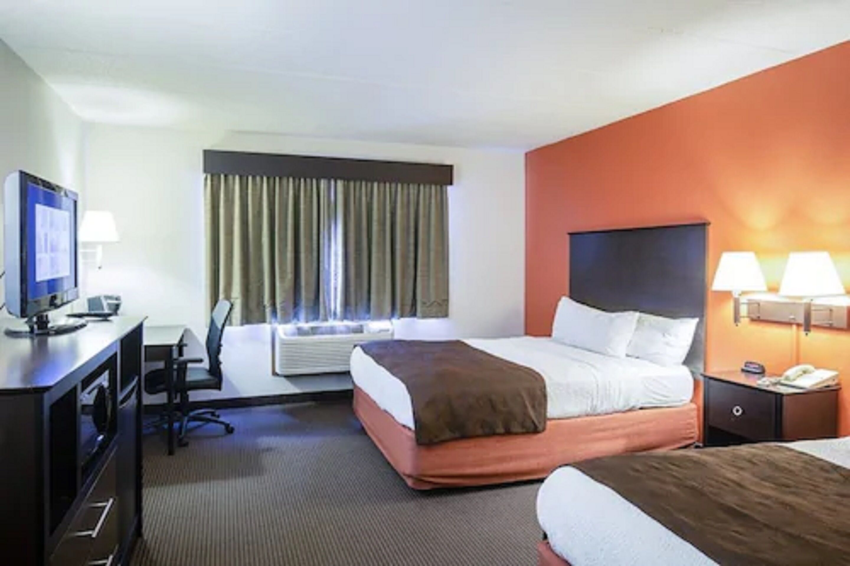 desk, blackout curtains, soundproofing, iron/ironing board