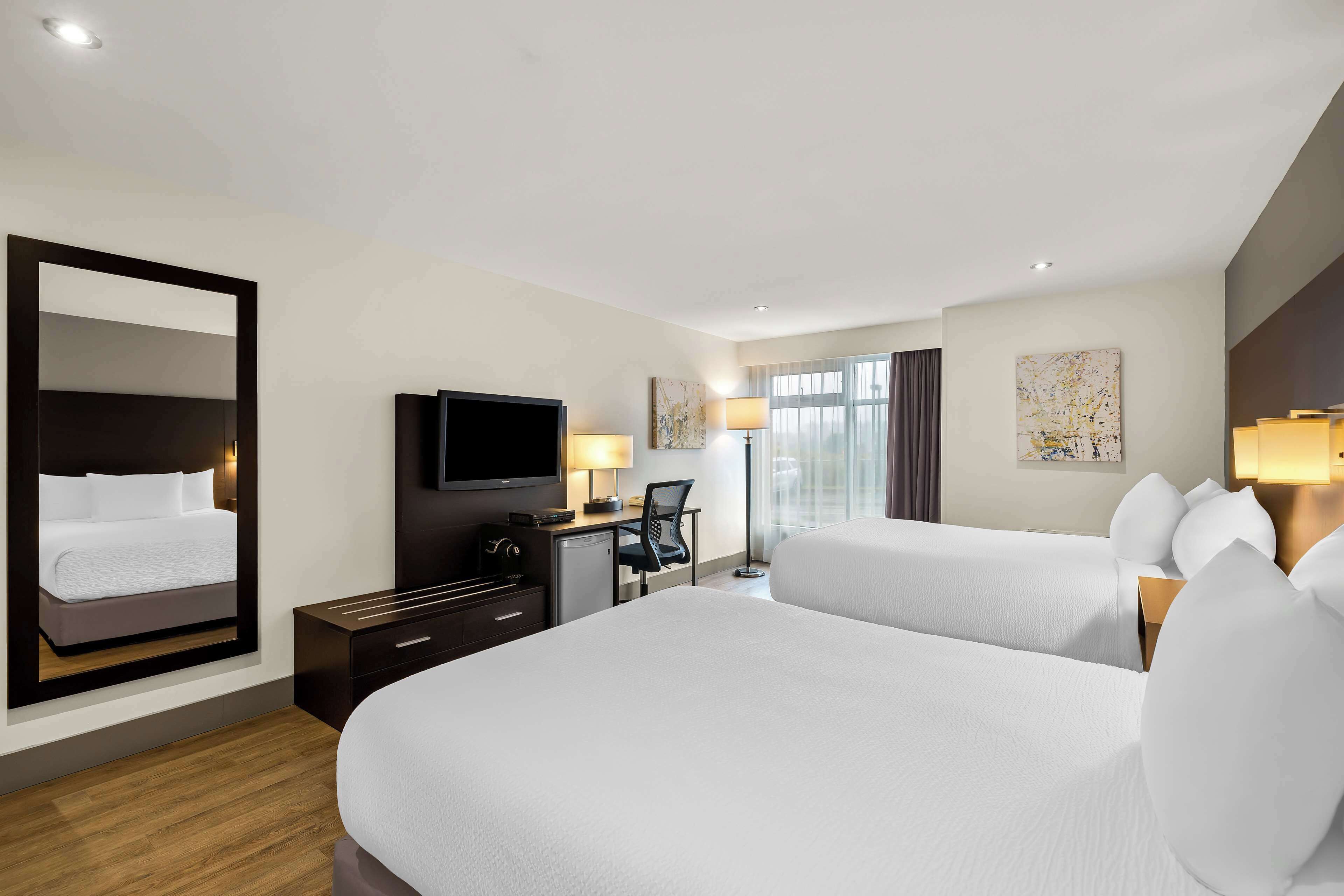 standard room, 2 double beds, accessible, refrigerator (refrigerator) | premium bedding, down duvets, pillow-top beds, blackout curtains