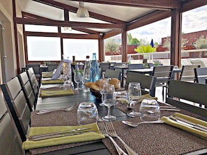 Breakfast, lunch, dinner served; international cuisine, pool views