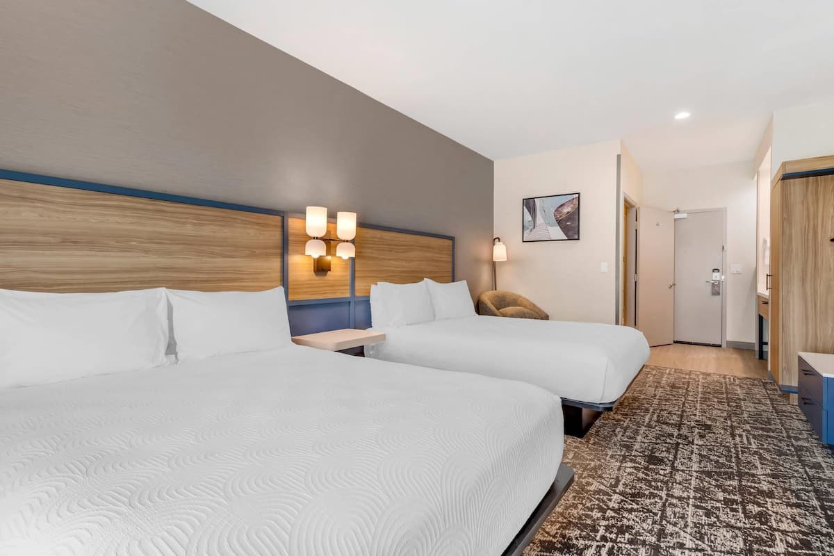 Standard Room, 2 Queen Beds, Non Smoking | Desk, blackout drapes, iron/ironing board, free WiFi