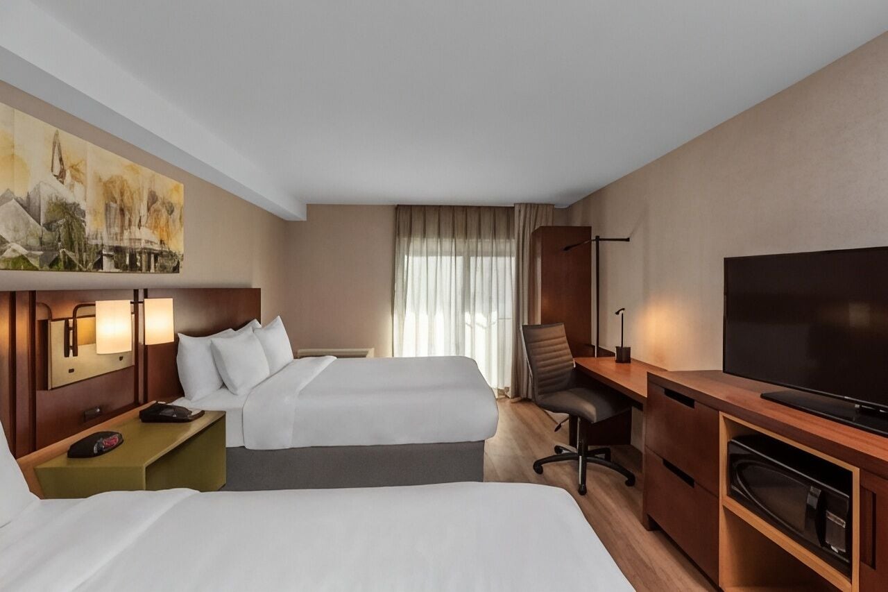 Desk, blackout drapes, iron/ironing board, WiFi