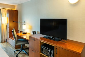 Desk, blackout curtains, iron/ironing board, WiFi
