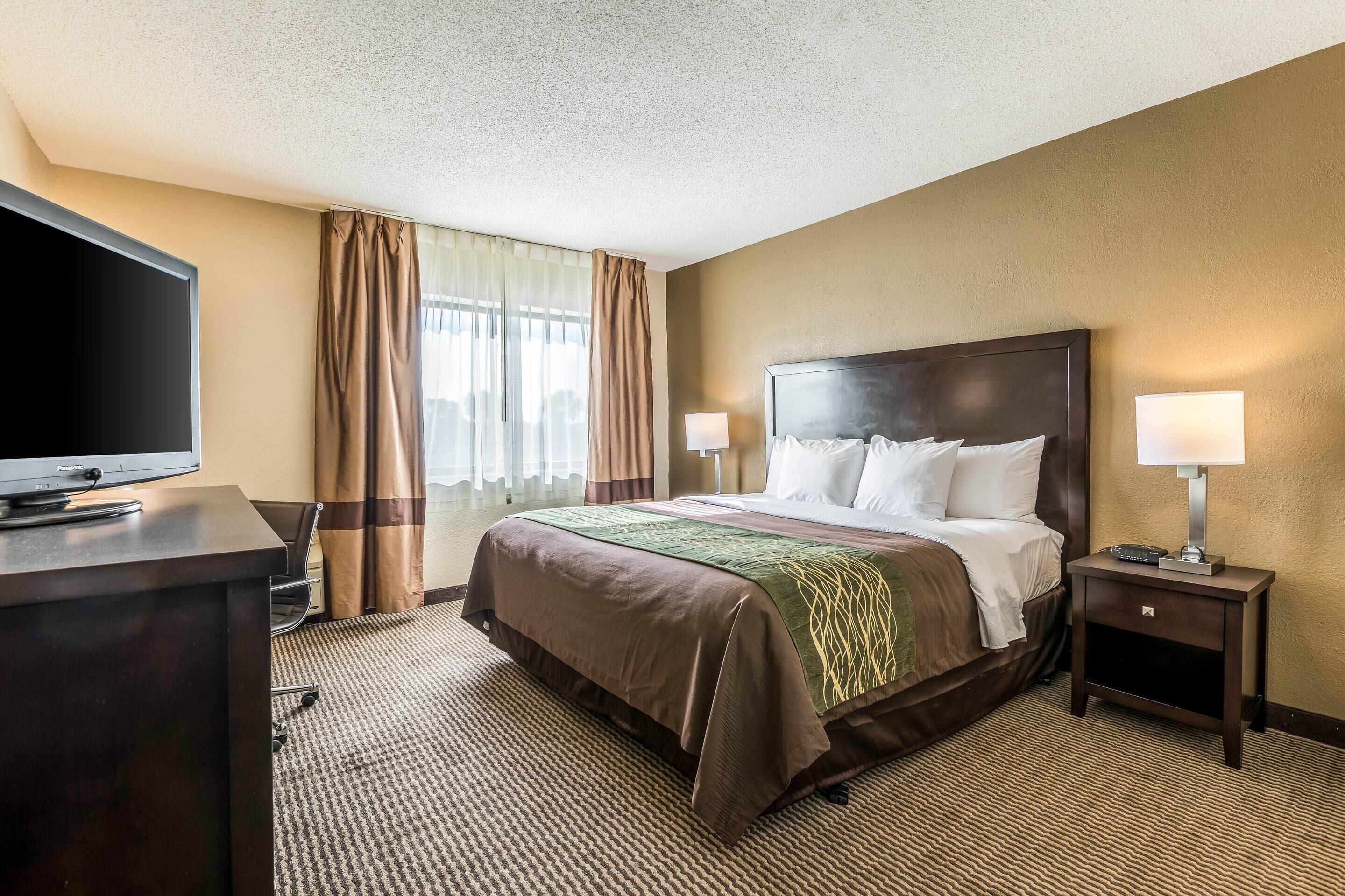 Standard Room, 1 King Bed, Non Smoking | Desk, laptop workspace, blackout drapes, iron/ironing board
