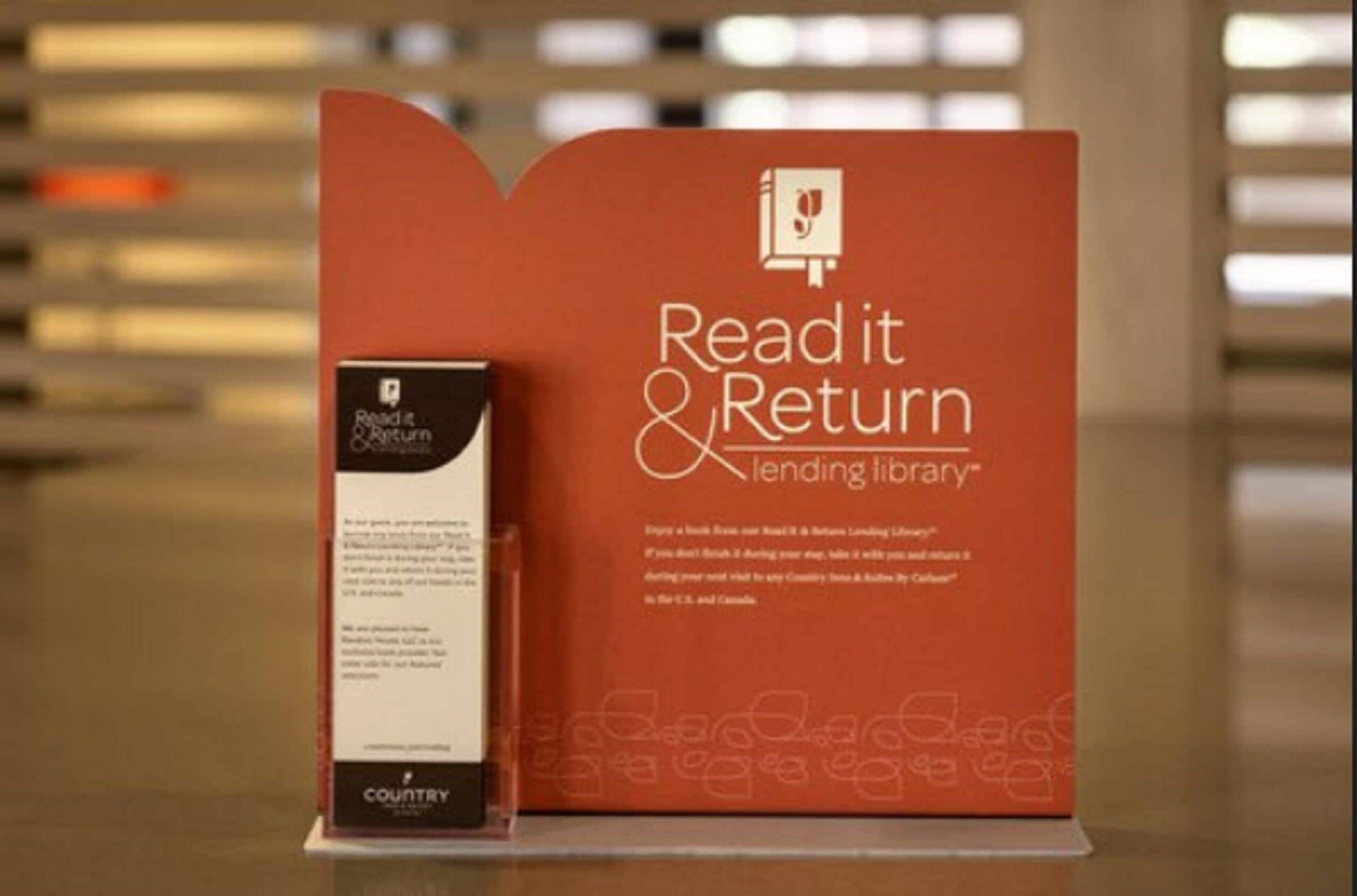 A book titled "Read it & Return Lending Library" with a black and white cover.
