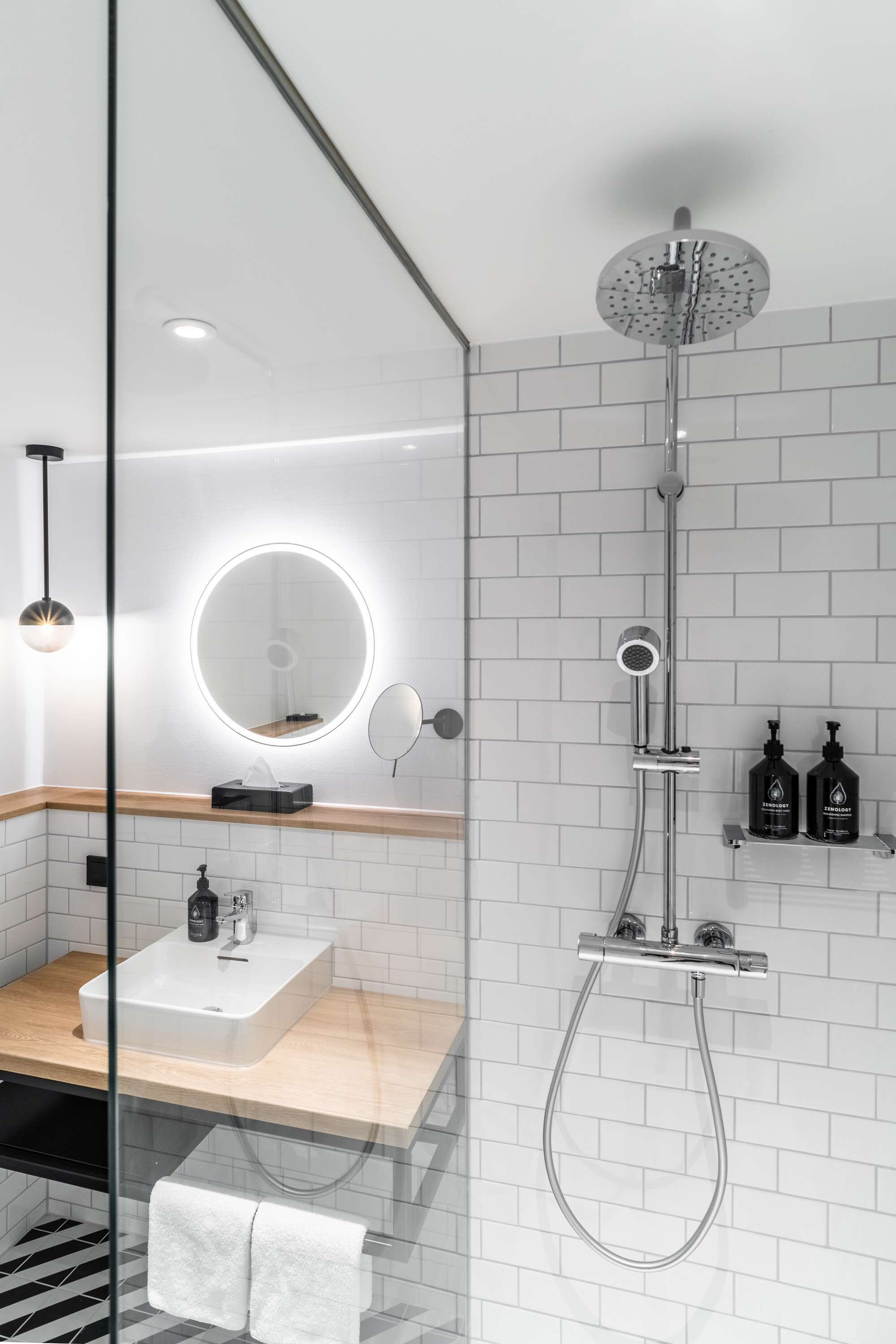 shower, rainfall showerhead, eco-friendly toiletries, hair dryer