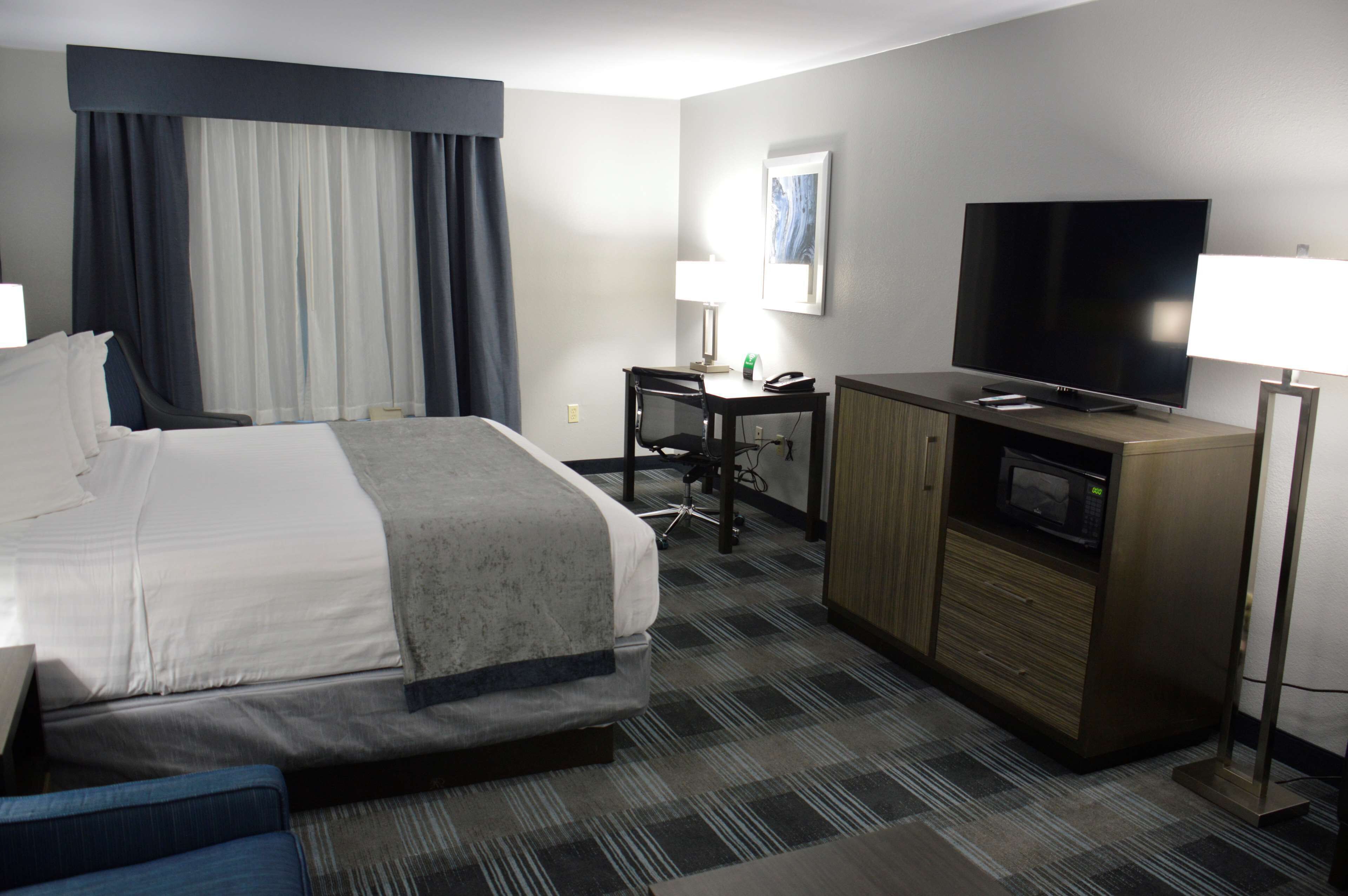 standard room, 1 king bed, non smoking, microwave (with sofabed) | desk, laptop workspace, blackout curtains, iron/ironing board