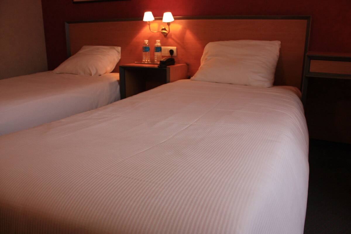 Habitación estándar con 2 camas individuales | Caja de seguridad en la habitación, wifi gratis y ropa de cama