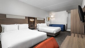 A hotel room with two beds, a desk, a chair, a TV, and a wall-mounted artwork. - Holiday Inn Express Hotel & Suites Chattanooga-Lookout Mtn by IHG (Chattanooga)