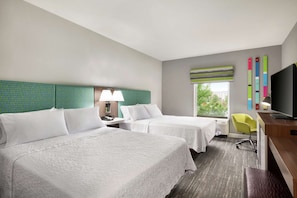 Two queen beds non smoking | Premium bedding, down duvets, in-room safe, blackout curtains