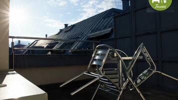 Quarto casal, terraço, vista para o pátio | Terraço/pátio