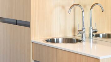 Mini-fridge, coffee/tea maker, electric kettle